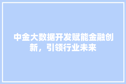 中金大数据开发赋能金融创新，引领行业未来