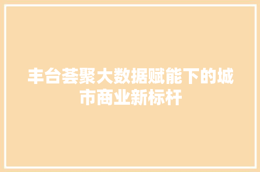 丰台荟聚大数据赋能下的城市商业新标杆