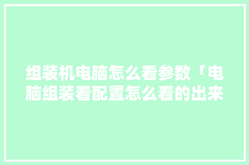 组装机电脑怎么看参数「电脑组装看配置怎么看的出来」 组装机电脑怎么看参数「电脑组装看配置怎么看的出来」 编程语言