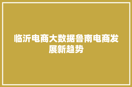 临沂电商大数据鲁南电商发展新趋势