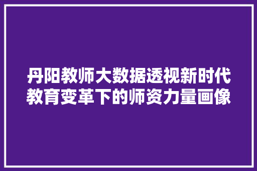 丹阳教师大数据透视新时代教育变革下的师资力量画像