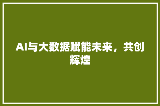 AI与大数据赋能未来，共创辉煌