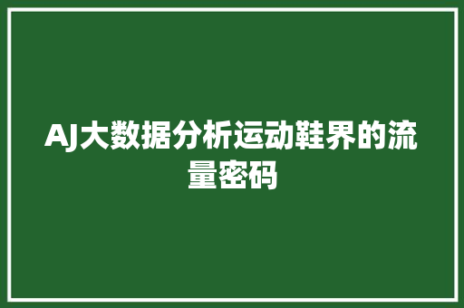 AJ大数据分析运动鞋界的流量密码