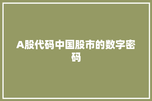 A股代码中国股市的数字密码 操作系统