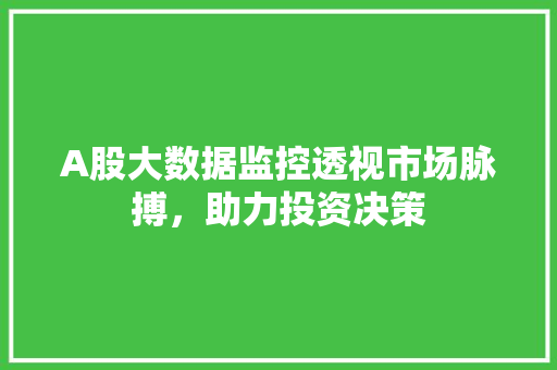 A股大数据监控透视市场脉搏,助力投资决策 A股大数据监控透视市场脉搏,助力投资决策
