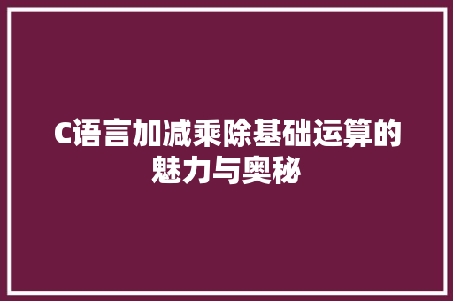 C语言加减乘除基础运算的魅力与奥秘