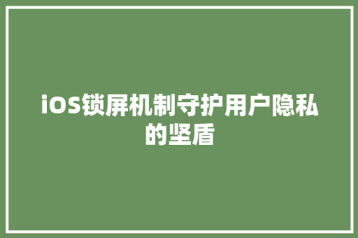 iOS锁屏机制守护用户隐私的坚盾