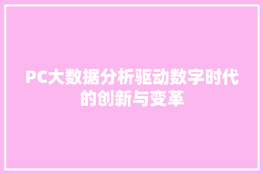 PC大数据分析驱动数字时代的创新与变革