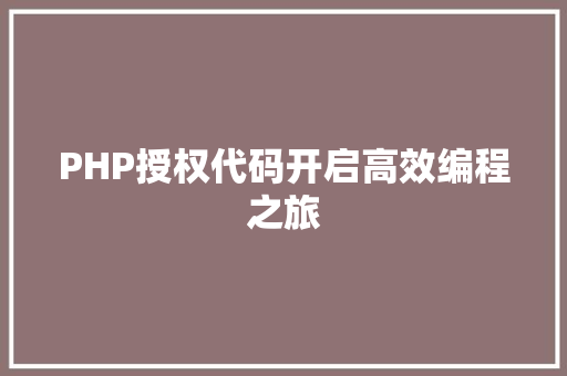 PHP授权代码开启高效编程之旅