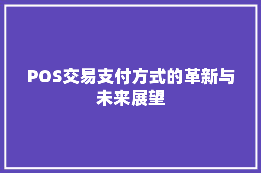 POS交易支付方式的革新与未来展望