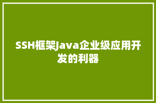 SSH框架Java企业级应用开发的利器