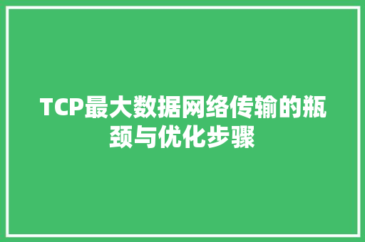 TCP最大数据网络传输的瓶颈与优化步骤
