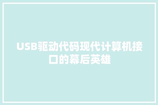 USB驱动代码现代计算机接口的幕后英雄