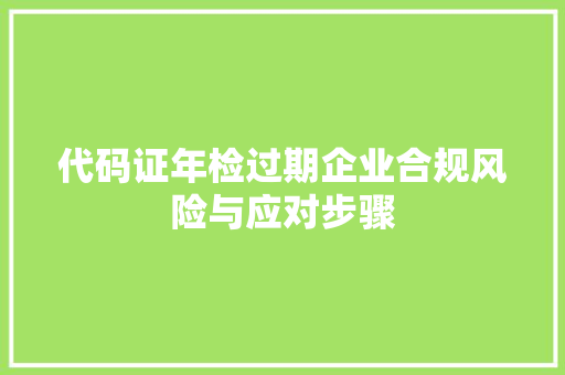 代码证年检过期企业合规风险与应对步骤 代码证年检过期企业合规风险与应对步骤