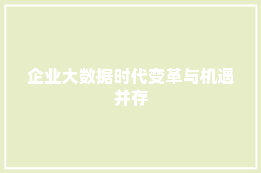 企业大数据时代变革与机遇并存