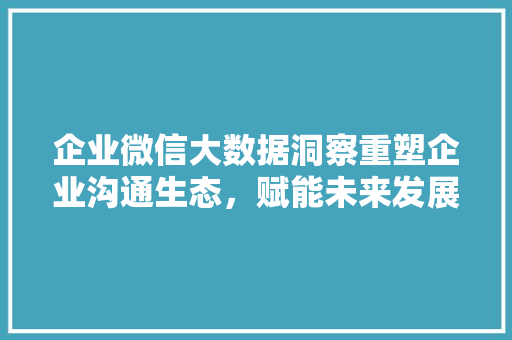 企业微信大数据洞察重塑企业沟通生态，赋能未来发展