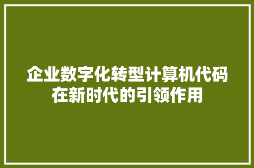 企业数字化转型计算机代码在新时代的引领作用