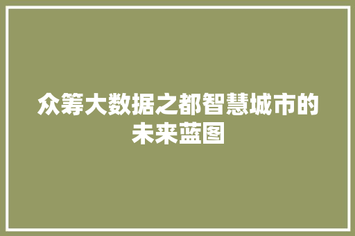 众筹大数据之都智慧城市的未来蓝图