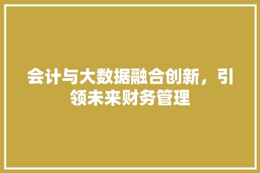 会计与大数据融合创新，引领未来财务管理