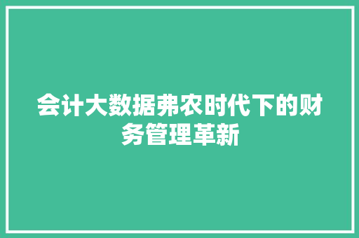 会计大数据弗农时代下的财务管理革新