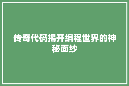 传奇代码揭开编程世界的神秘面纱