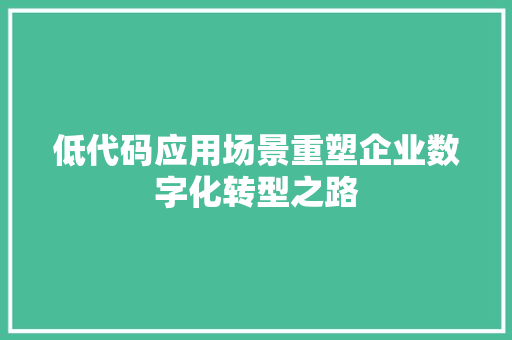 低代码应用场景重塑企业数字化转型之路