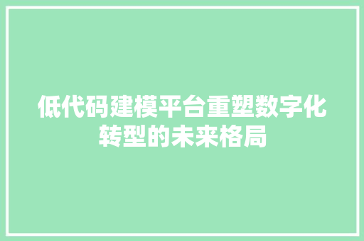 低代码建模平台重塑数字化转型的未来格局