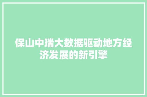 保山中瑞大数据驱动地方经济发展的新引擎