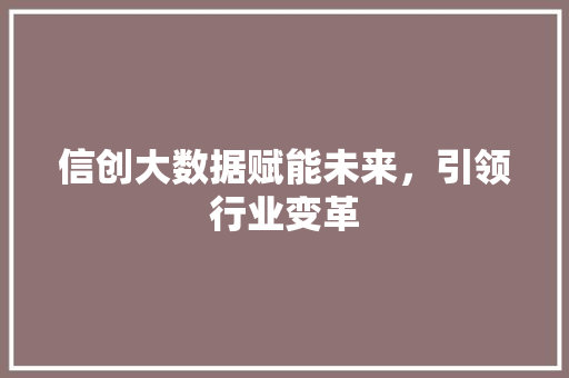 信创大数据赋能未来，引领行业变革