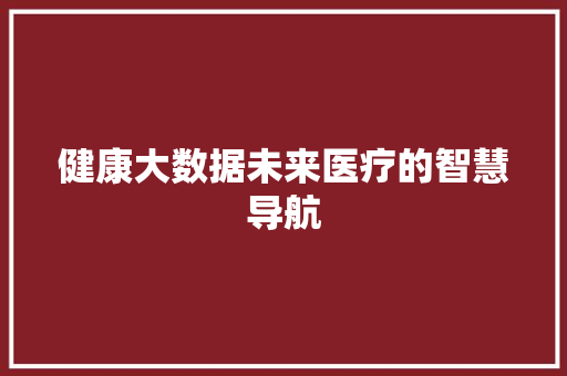 健康大数据未来医疗的智慧导航