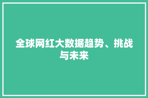 全球网红大数据趋势、挑战与未来