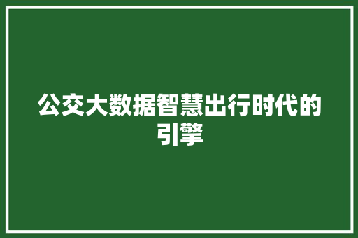 公交大数据智慧出行时代的引擎