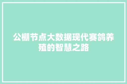 公棚节点大数据现代赛鸽养殖的智慧之路