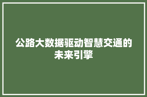 公路大数据驱动智慧交通的未来引擎
