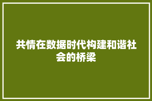 共情在数据时代构建和谐社会的桥梁