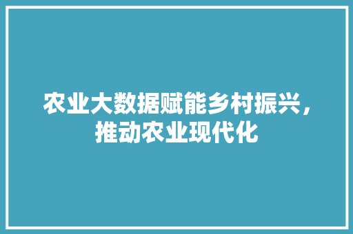 农业大数据赋能乡村振兴，推动农业现代化