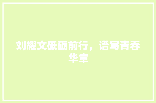 刘耀文砥砺前行，谱写青春华章
