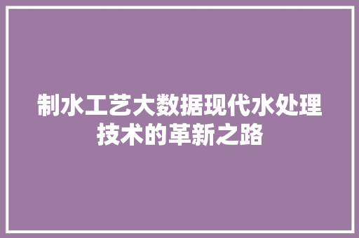 制水工艺大数据现代水处理技术的革新之路