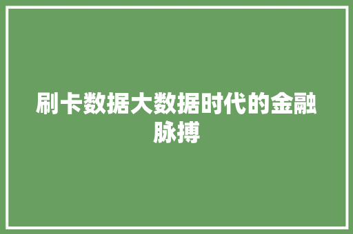 刷卡数据大数据时代的金融脉搏