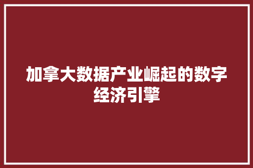 加拿大数据产业崛起的数字经济引擎 加拿大数据产业崛起的数字经济引擎
