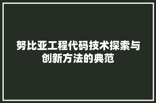 努比亚工程代码技术探索与创新方法的典范
