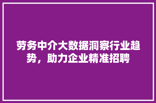 劳务中介大数据洞察行业趋势，助力企业精准招聘