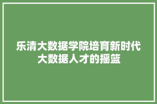 乐清大数据学院培育新时代大数据人才的摇篮 乐清大数据学院培育新时代大数据人才的摇篮
