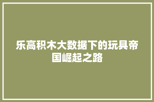 乐高积木大数据下的玩具帝国崛起之路