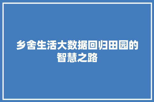 乡舍生活大数据回归田园的智慧之路