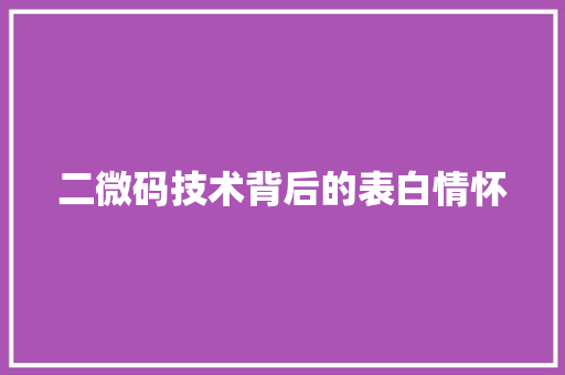 二微码技术背后的表白情怀