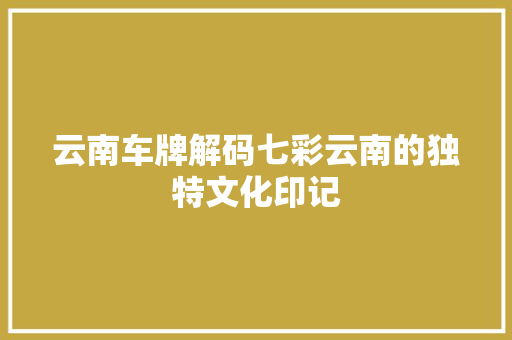 云南车牌解码七彩云南的独特文化印记