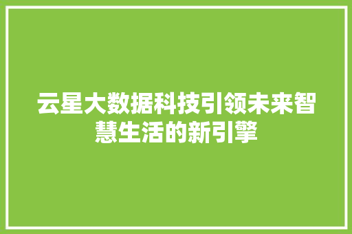 云星大数据科技引领未来智慧生活的新引擎
