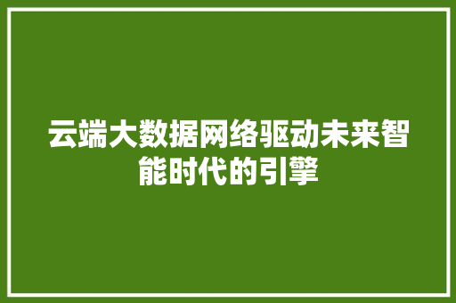 云端大数据网络驱动未来智能时代的引擎