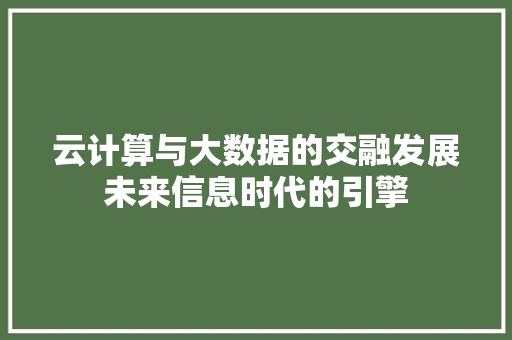 云计算与大数据的交融发展未来信息时代的引擎
